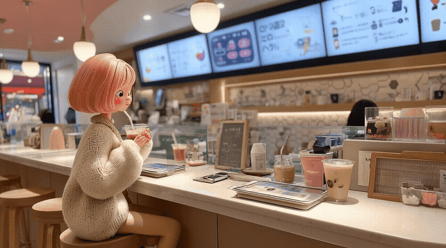 Soomi at a cozy café in Hongdae